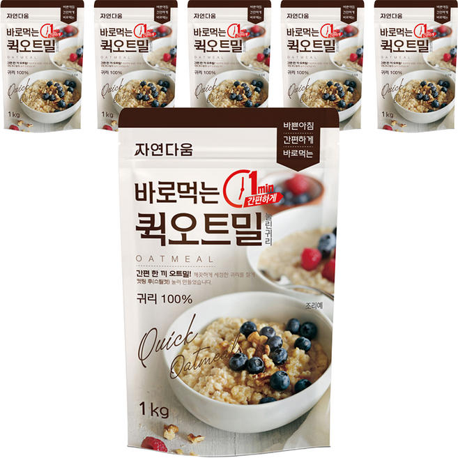 자연다움 바로먹는 퀵 오트밀, 1kg, 6개