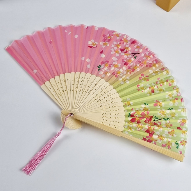 외국인선물 꽃과 나비 수공예 타공 실크 부채, QD0607콤비컬러, 1개