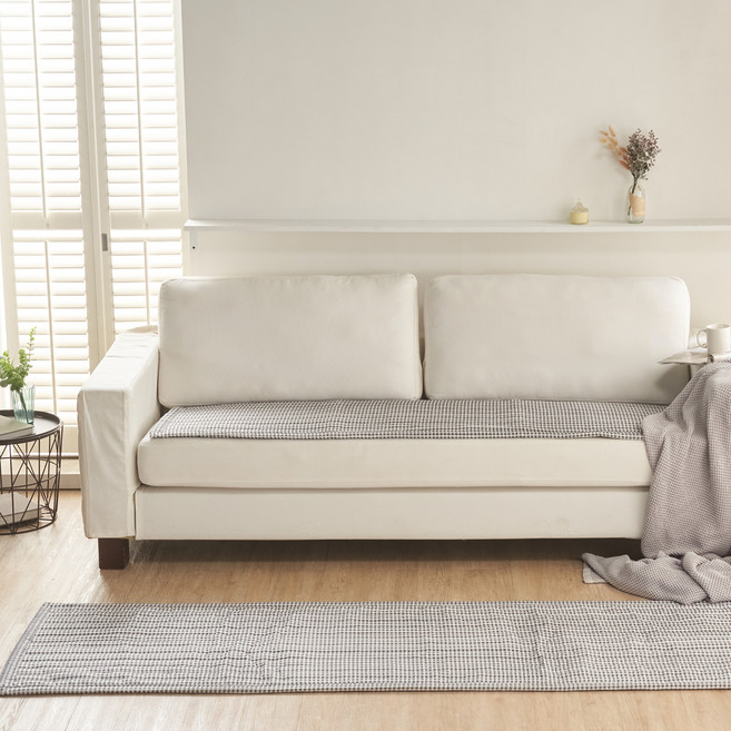 시어서커 깅엄체크 달라붙지않는 시원한 3인용 쇼파패드