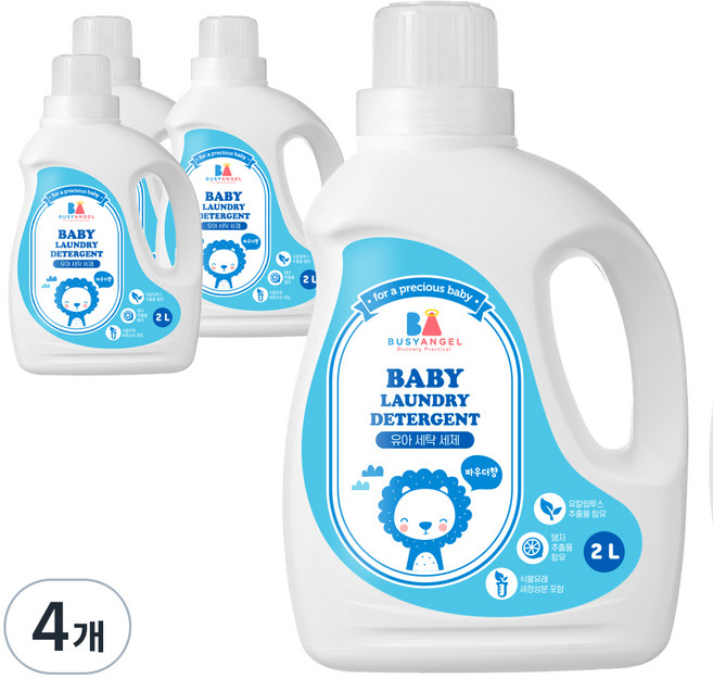 비지엔젤 포근한 유아세제 파우더향, 2L, 4개