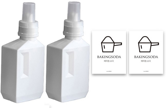 아토소 세탁세제 소분 디스펜서 650ml + 베이킹소다 라벨 1p, 화이트, 2세트