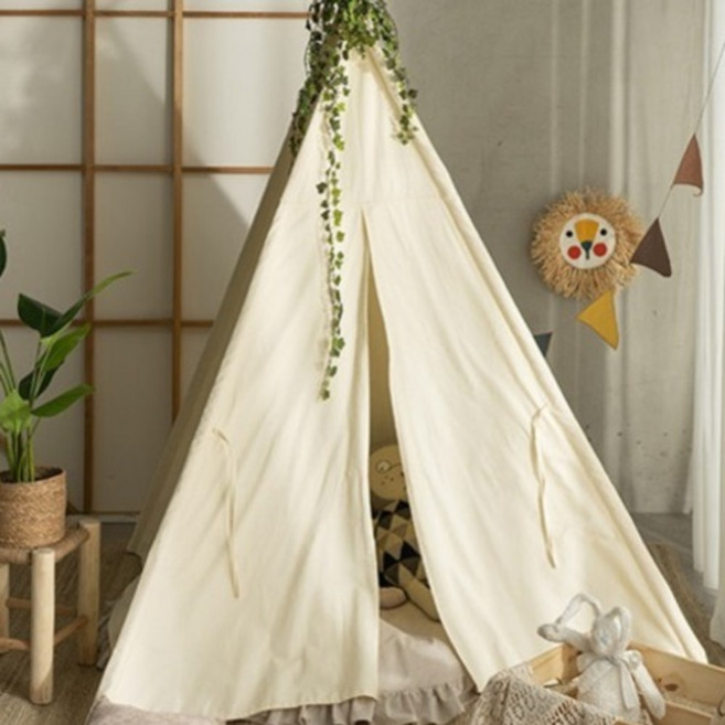 데코뷰 내츄럴 면 인디언 놀이텐트, 아이보리, 1개