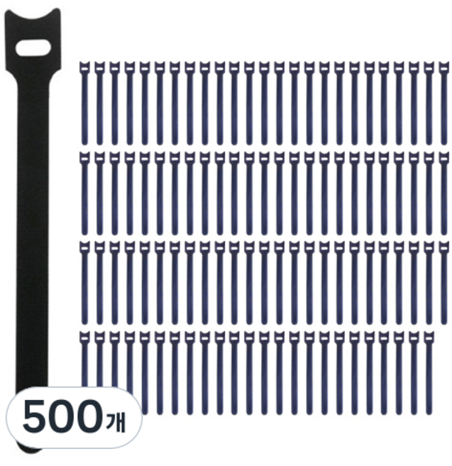 디오셀 깔끔 선정리 찍찍이 케이블타이, 500개, 블랙