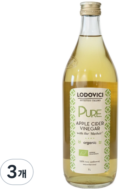 로도비치 유기농 애플 사이다 비니거 사과식초, 3개, 1L