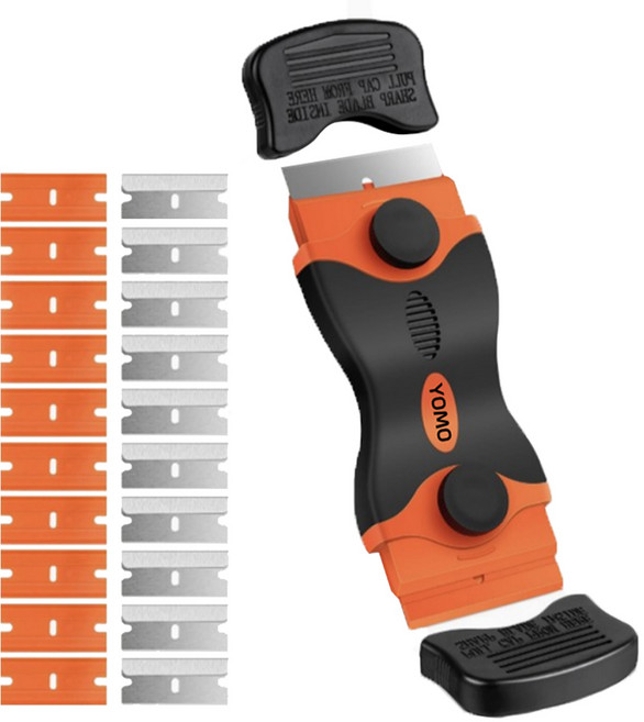 요모픽 다용도 양날 스크래퍼 + 리필용 쇠날 10p + 플라스틱날 10p 세트 오렌지, 1세트