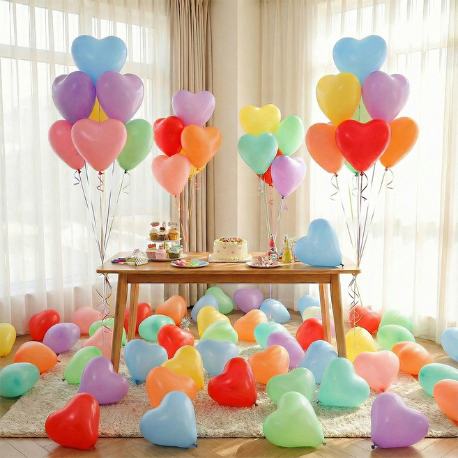 뷰라뷰 마카롱 하트 풍선 200p, 랜덤발송, 5세트