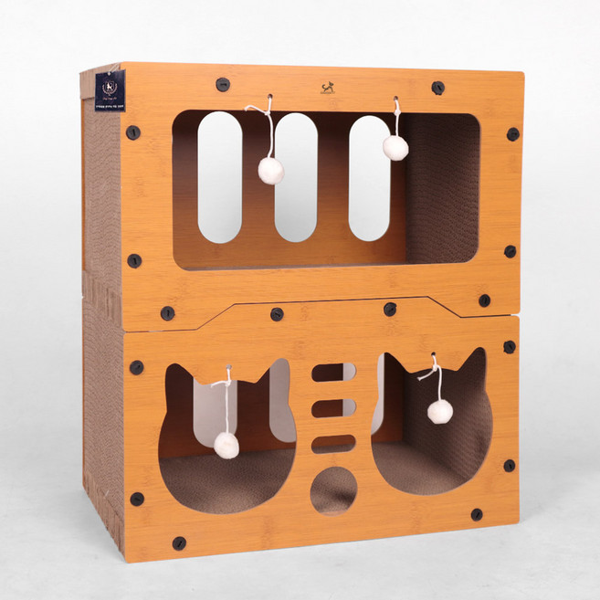 딩동펫 고양이 2층 더블 숨숨집 스크래쳐, 냥페이스, 1개