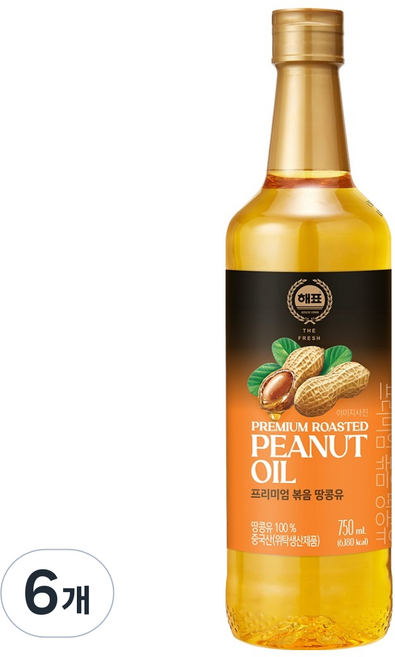 해표 프리미엄 볶음 땅콩유, 750ml, 6개