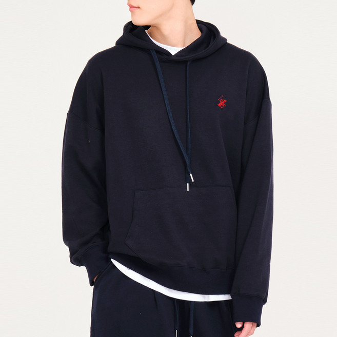 BEVERLY HILLS POLO CLUB 比佛利保羅 男女通用日常寬鬆版刺繡logo長袖連帽T恤 CPG8T00