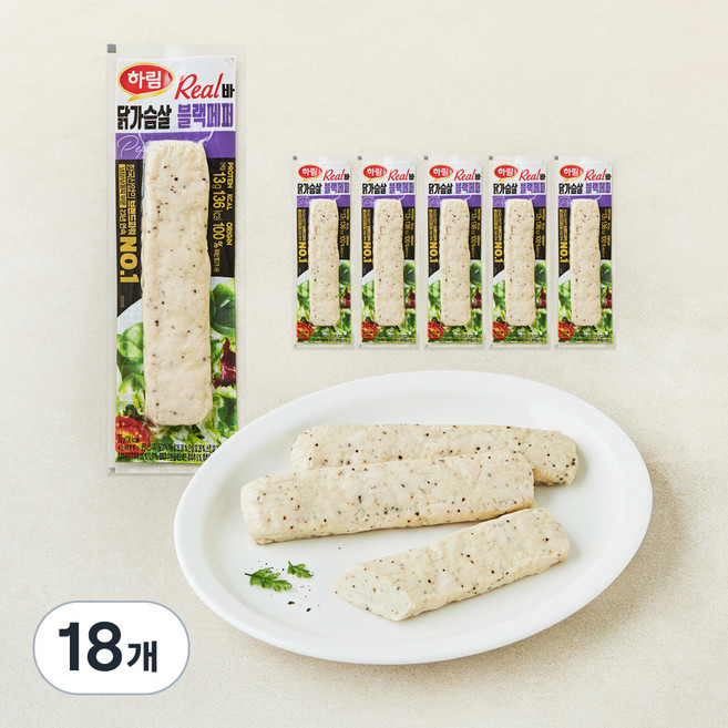 하림 리얼바 닭가슴살 블랙페퍼, 70g, 18개