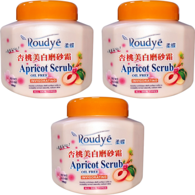 Roudye 柔蝶 杏桃美白磨砂霜 無油配方 適合所有膚質, 400g, 3罐