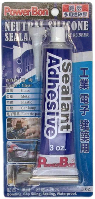 PowerBon 錫宏興業 多用途矽酮膠 透明 3oz, 1條