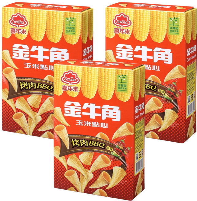 喜年來 大金牛角 烤肉口味, 60g, 3盒