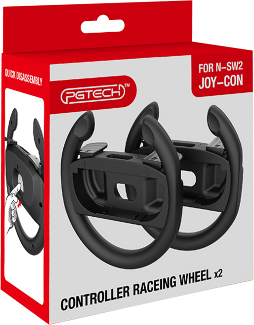 PGTECH Switch2手柄方向盤NS2 Joycon方向盤switch2左右手柄方向盤, 黑色, 1個, 單一商品