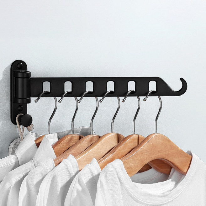 마샤투 접이식 벽면 옷걸이, 블랙, 1개