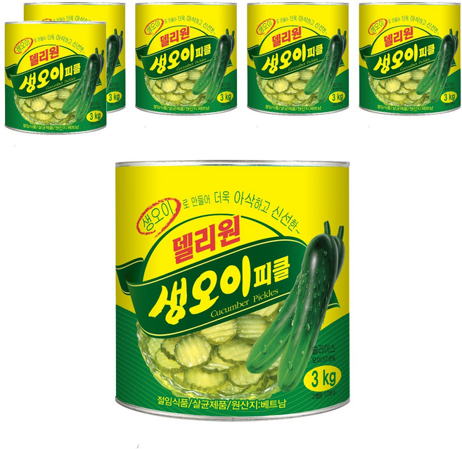 일미푸드 델리원 생 오이피클, 3kg, 6개
