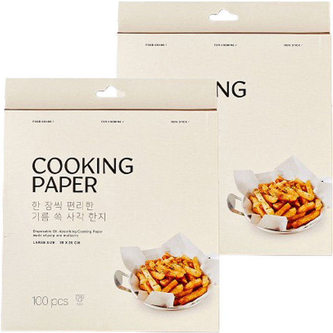 모던하우스 N 기름 쏙 흡수하는 큼직한 사각 한지, 25cm, 100개입, 2개