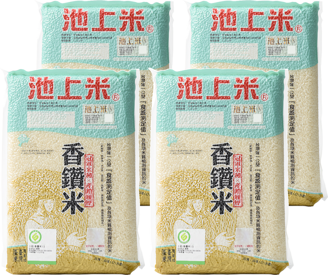 池上多力米 香鑽米 產銷履歷, 1.5kg, 4包, CNS一等米