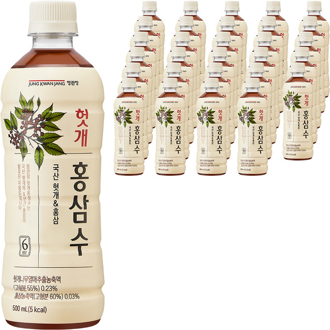 정관장 헛개홍삼수, 500ml, 48개