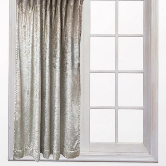 J&N 艾爾絲絨素色遮光拉摺窗簾, 米色