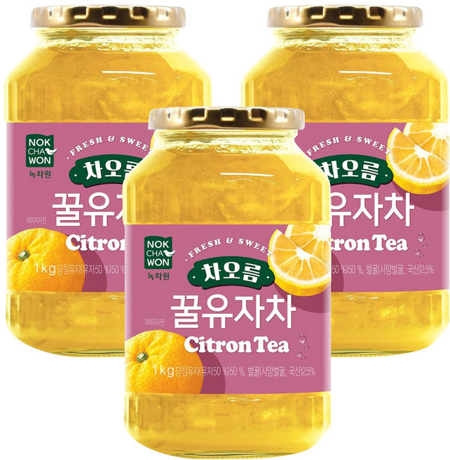 녹차원 차오름 꿀유자차, 1kg, 3개