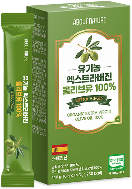 어바웃네이처 유기농 엑스트라버진 올리브유 14p, 140g, 1개