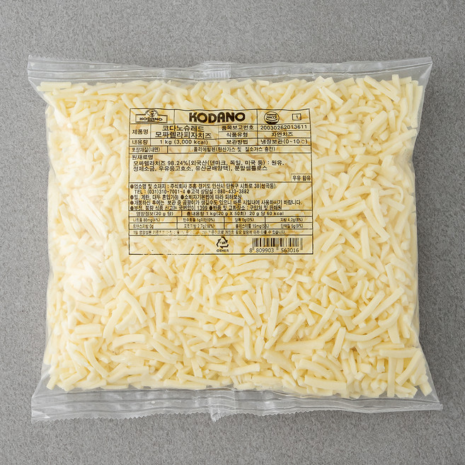 코다노 슈레드 모짜렐라 피자치즈, 1kg, 1개입, 1개