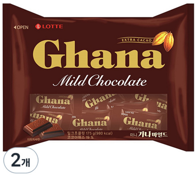 가나 마일드 초콜릿, 175g, 2개