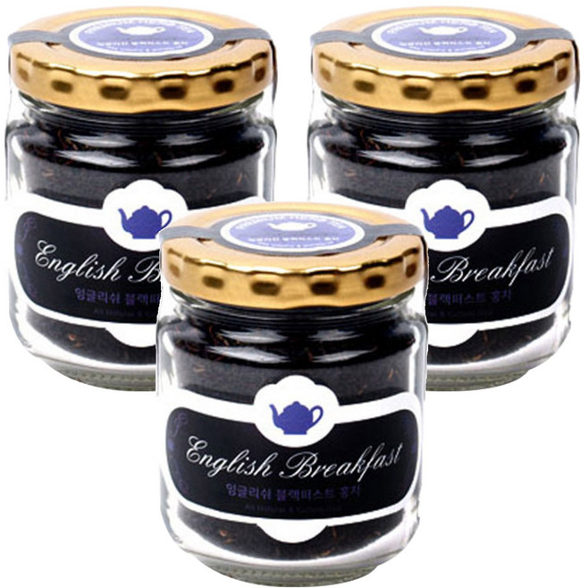 아름드레 유리병 잉글리쉬 블랙퍼스트 홍차, 40g, 3개, 1개입