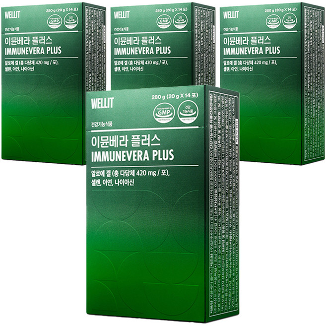 웰릿 정품 이뮨베라 플러스 알로에 면역젤리 14p, 280g, 4개