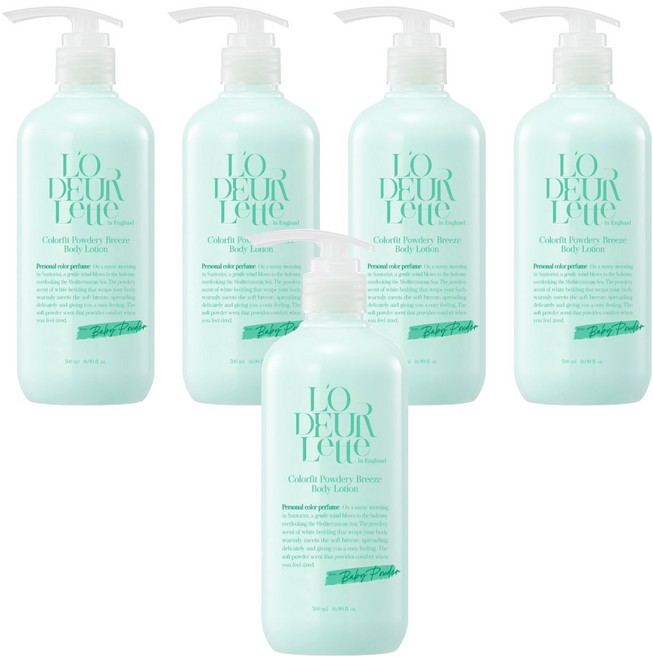 로더렛 인 잉글랜드 컬러핏 파우더리 브리즈 바디 로션 베이비 파우더향, 5개, 500ml