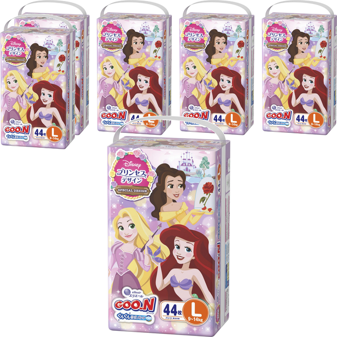 GOO.N 大王 日本境內版 迪士尼公主紙尿褲/尿布 9~14kg, L, 264片