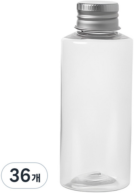 Glassdomae AC100 透明飲料容器 鋁製銀色瓶蓋, 100ml, 36個