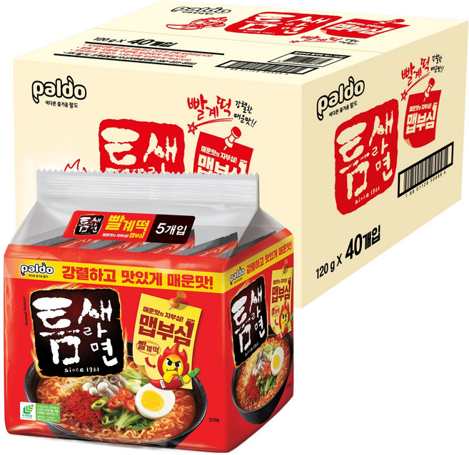 틈새라면 빨계떡 120g, 40개