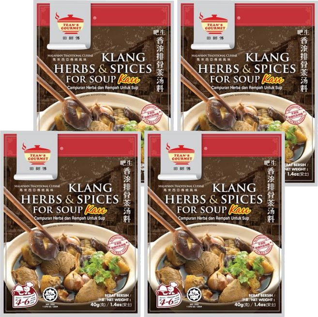 TEAN'S GOURMET 田師傅 吧生香濃肉骨茶湯料包, 40g, 4包