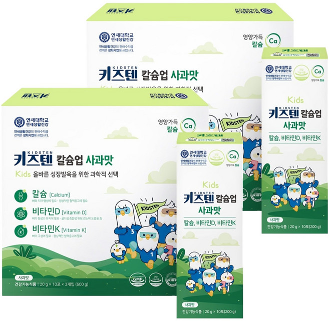 키즈텐 어린이 칼슘업 사과맛, 600g, 2개