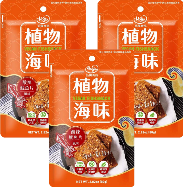 Hoya 弘陽食品 植物海味 酸辣魷魚片, 80g, 3入