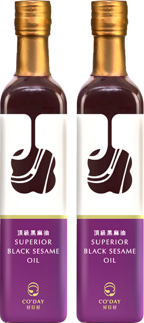 CO'DAY 好日籽 100%鮮榨頂級黑麻油 全素, 500ml, 2瓶
