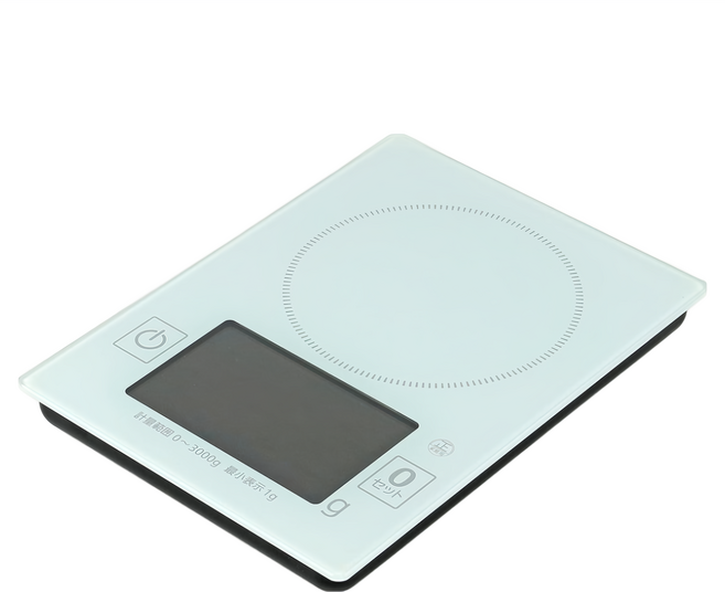 PEARL LIFE 珍珠金屬 HAKARI系列 玻璃頂數字廚房秤, 3kg, 白色, D-6609