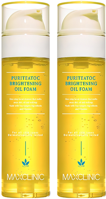 맥스클리닉 퓨리티톡 브라이트닝 오일 폼 클렌저, 110g, 2개