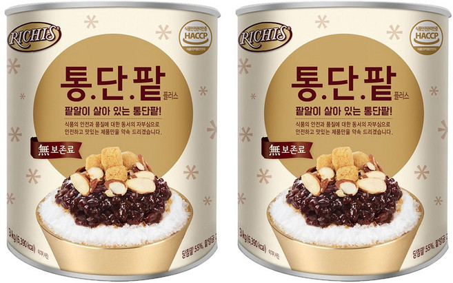 리치스 통단팥 플러스, 3kg, 2개