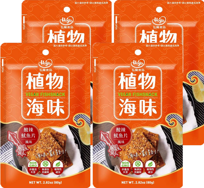 Hoya 弘陽食品 植物海味 酸辣魷魚片, 80g, 4入