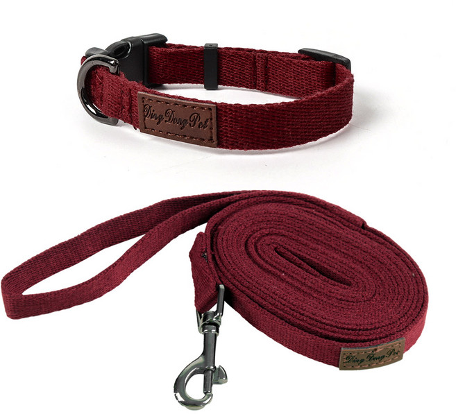 딩동펫 반려동물 캐시미어 목줄 M + 리드줄 L 세트, 레드, 1세트