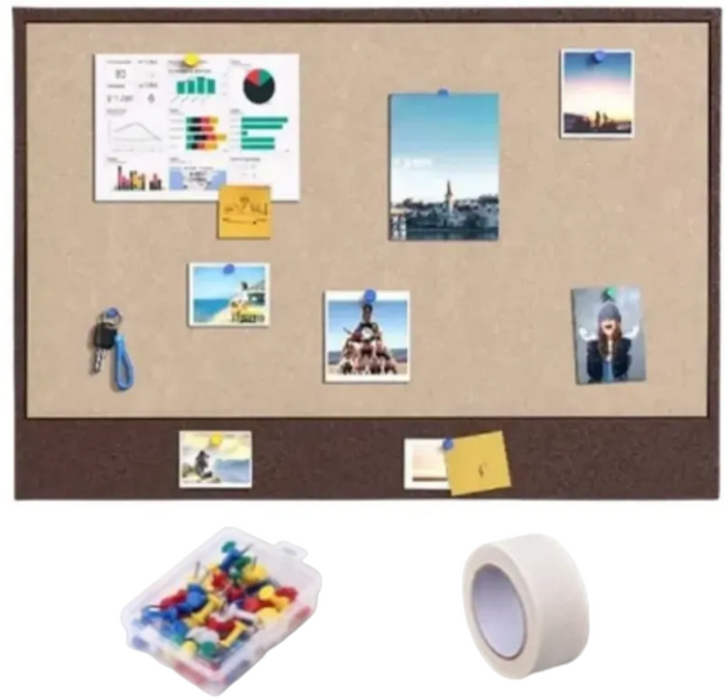 홈앤더 펠트 게시판 부착식 메시지 보드 초콜릿 브라운 + 압정 + 리무버블테이프 세트