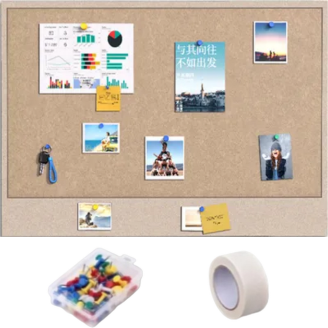 홈앤더 펠트 게시판 부착식 메시지 보드 웜 베이지 + 압정 + 리무버블테이프 세트