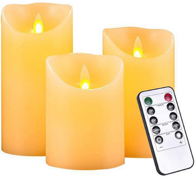 LED蠟燭三件組 附遙控器 電池需另購買, 白色
