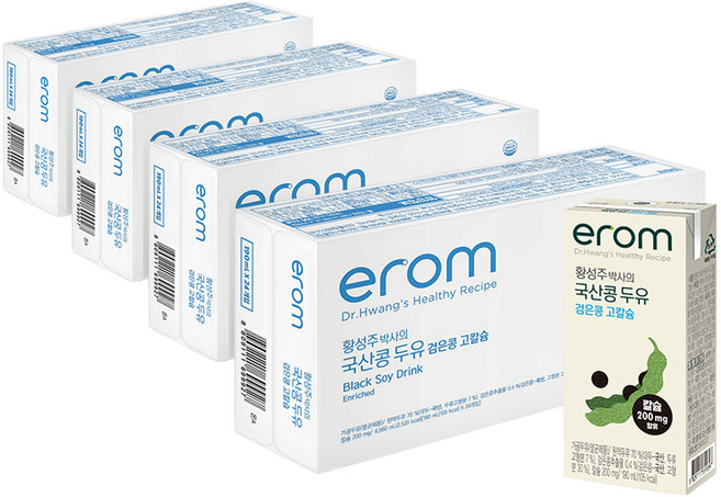이롬 황성주 박사의 국산콩 두유 검은콩 고칼슘, 190ml, 96개