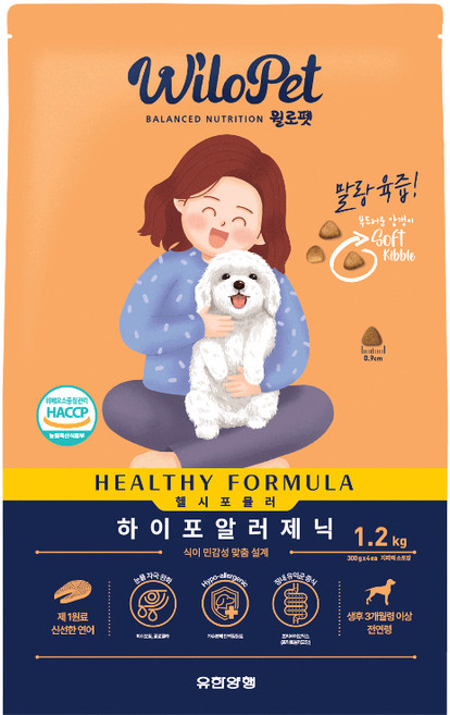 윌로펫 전연령용 강아지 헬시포뮬러 기능성 소프트사료 하이포알러제닉, 연어, 1.2kg, 1개