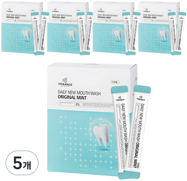 비타할로 데일리뉴 마우스워시 민트 스틱형, 600ml, 5개