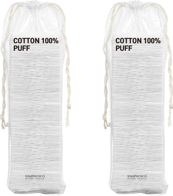 Swanicoco 壓紋化妝棉 100%棉 柔軟親膚, 100片, 2包